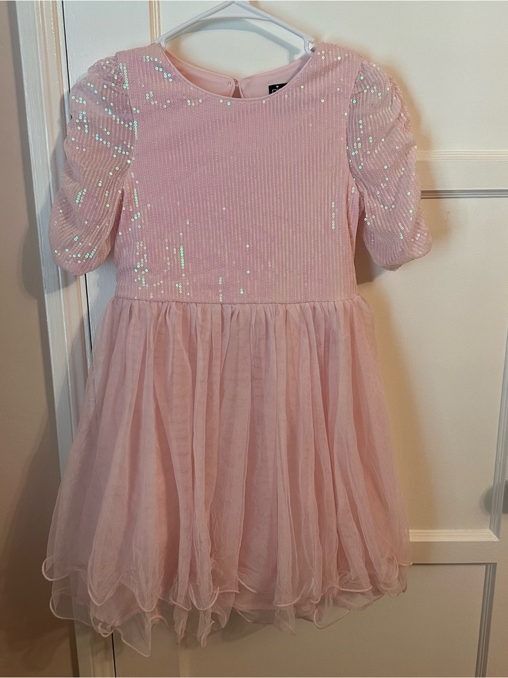Girls' Pink Sequin Tulle Party Dress